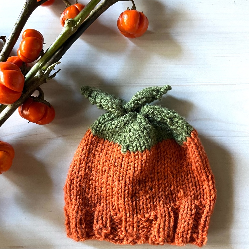 Hand-Knit Pumpkin Beanie